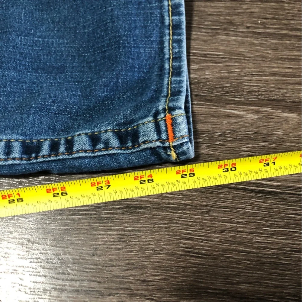 True Religion Rocco Relaxed Skinny Jeans Mens Size 34 Blue Medium Wash Stitch